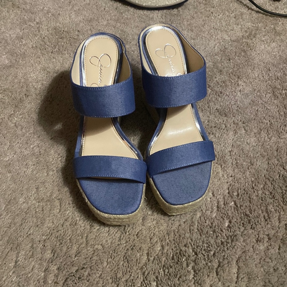 Jessica Simpson Blue Jean Wedges never worn